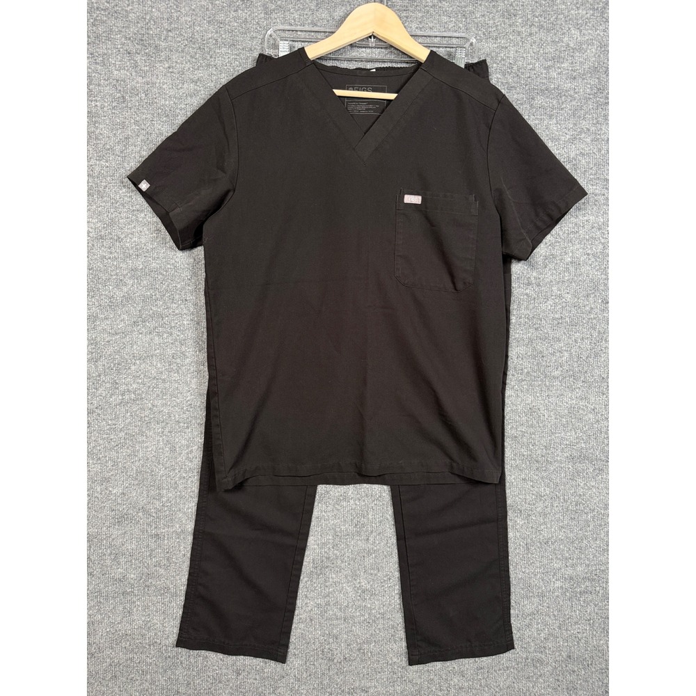 Figs Black V-Neck Medical Scrub Top